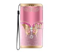 BLOTECH 3D Housse Coque Cuir Motorola Moto G85, 3D Effect Glitter PU Cuir Étui Cover Wallet Case Flip Housse Etui à Rabat Portefeuille Coquille pour Motorola Moto G85,Butterfly with Diamonds