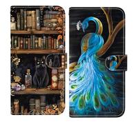 BLOTECH Coque *2 pour Honor X6C Housse Pochette Portefeuille Flip Folio Case Cuir Protection Antichoc Magnétique Étui à Rabat avec Un Motif raffiné,Fantôme Rose + Chat Noir librairie