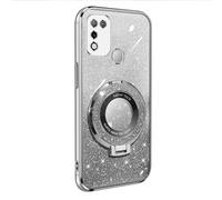 BLOTECH Coque Compatible avec Infinix Hot 9 Play Cas Gliiter 3 in 1 Cover téléphone Bling Housse TPU Souple Étui de Protection en Silicone + PP Détachable Bling Paper + 360 ° Stand Holder, Gray