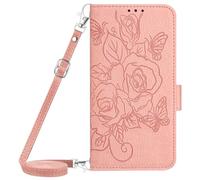 BLOTECH Coque Cuir pour Blackview Shark 9 PU Etui Cuir Housse avec Une Rose PU Portefeuille et Fonction Stand Etuis avec Carte Fermeture Magnétique Housse Flip Case pour Blackview Shark 9,Or Rose