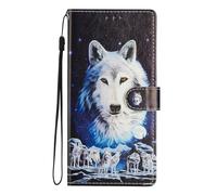 BLOTECH Coque Cuir pour Moto Edge 70 Pochette Portefeuille Magnétique PU Cuir Flip Housse Étui Rabat Cover Case Wallet avec Porte-Cartes Coloré Peint Housse,avec Motif de Meute de Loups