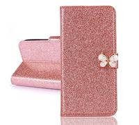 BLOTECH Coque Etui à Rabat pour Moto Edge 2026 Sparkle Pochette Coque Glitter Briller PU Cuir Or Rose Housse en Cuir Portefeuille Back Etui Folio Couverture Protecteur Coquille pour Moto Edge 2026