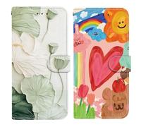 BLOTECH Coque Portefeuille Etui Housse*2 pour Nokia C31 Paillette Fleur PU Cuir Flip Wallet Couverture pour Nokia C31 Flip Folio Housse avec Motifs Nénuphar + Chérie Arc-en-Ciel
