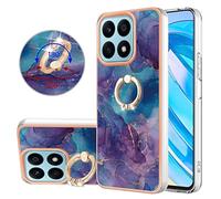 BLOTECH Coque pour Honor X8a Marbre,Housse étui Gel en Silicone Paillette Marbre Texture avec Rotation Bague 360 °Stand Holder Anti-dérapant pour Honor X8a Pare-Chocs TPU Souple,Pourpre