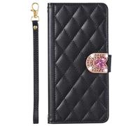 BLOTECH Coque pour Oppo A53 2020/OPPO A53S 4G,Etui en Cuir PU Portefeuille Antichoc Flip Case Housse avec Fentes de Cartes Paillettes Glitter Amour Boucle Motif en Losange Pochette - Noir