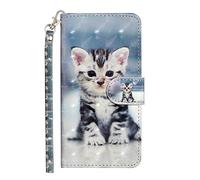 BLOTECH Coque pour Oppo A76/A36/A96,Portefeuille Etui Housse pour Oppo A76/A36/A96, Housse en Cuir Clapet Case Flip Wallet Étui Chat Mignon Motif Carte Pochette Antichoc Bumper