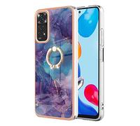 BLOTECH Coque pour Redmi Note 11s Marbre,Housse étui Gel en Silicone Paillette Marbre Texture avec Rotation Bague 360 °Stand Holder Anti-dérapant pour Redmi Note 11s Pare-Chocs TPU Souple,Pourpre