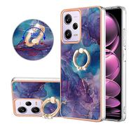 BLOTECH Coque pour Redmi Note 12 Pro 5G Marbre,Housse étui Gel en Silicone Paillette Marbre Texture avec Rotation Bague 360 °Stand Holder pour Redmi Note 12 Pro 5G Pare-Chocs TPU Souple,Pourpre