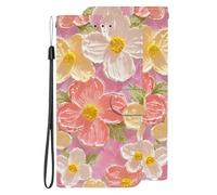 BLOTECH Coque pour Xiaomi POCO M8 PU Cuir à Rabat Housse Étui Antichoc Portefeuille Etui Flip Folio Case Cover vec Motif Floral Effet pétales d'huile Design Fleur Flip Wallet Cuir Portefeuille