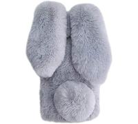 BLOTECH Coquille de Lapin pour Blackview A52 Pro Fluffy Doux Lapin Fluffy Soft Étui Peluche Lapin Coque Femmes Girly Couverture Housse Mignonne Velu Phone Shell pour Blackview A52 Pro,Gris Blanc