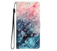 BLOTECH Etui à Rabat pour Honor 600 Lite Coque Coloré Flip Cas Fleur Bleu Rose Motif avec Fente Kickstand Portefeuille Etui Folio Couverture Protecteur Coquille pour Honor 600 Lite Clapet