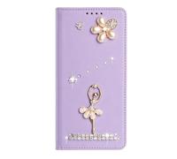 BLOTECH Étui pour ZTE Blade A35E Bling en Cuir PU à Rabat Étui Scintillant en Strass avec Aimant 3D Élégant étui Porte-Cartes avec Danseuse de Ballet pour ZTE Blade A35E, Violet