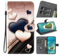 BLOTECH Étui Protection Case pour Honor X7A Pochette Portefeuille PU Cuir Flip Housse Étui Rabat Cover Case Wallet Porte-Cartes Coloré Peint Aimantée Béquille Housse,Motif en Forme de cœur