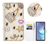 BLOTECH Étui Strass à Rabat pour Honor 90 Lite Coque Briller Strass Housse Pochette Cuir Flip Cas Crystal en Folio PU Portefeuille à Rabat Flip Cover Conception de Foret complète pour Honor 90 Lite