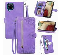 BLOTECH Fermeture éclair Protection Housse pour Samsung Galaxy A12 PU Cover Étui en Cuir Flip Cover Sac à Fermeture éclair Porte-Monnaie Housse 360 Etui a Rabat Cover étui de Téléphone Pochette Alto