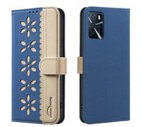 BLOTECH Filles Femme Case pour Oppo A16S Portefeuille Dentelle Gaufrée Housse Pochette Floral étui à Rabat en Cuir Étui de Protection en Cuir PU Coque Dentelle Flip Etui,Bleu Ciel