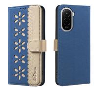 BLOTECH Filles Femme Case pour Xiaomi Poco M7 4G Portefeuille Dentelle Gaufrée Housse Pochette Floral étui à Rabat en Cuir Étui de Protection en Cuir PU Coque Dentelle Flip Etui,Bleu Ciel