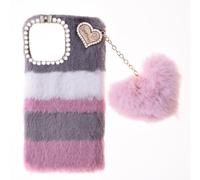 BLOTECH Fuzzy Plush Case for Oppo A5X 5G Gentle Tender Cozy Warm Winter Snug Envelope Protective Sleeve Cute Adorable Housing Cover Mobile Device Étui Confortable et Chaud,Jonction Noire