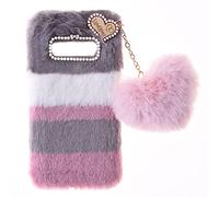BLOTECH Fuzzy Plush Case for Tecno Spark Go 5G Gentle Tender Cozy Warm Winter Snug Envelope Protective Sleeve Cute Adorable Housing Cover Mobile Device Étui Confortable et Chaud,Jonction Noire