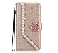 BLOTECH Glitter Cover pour Xiaomi 17 Wallet Cas Glitter Flip Folio Or Brillant Cas avec Brillant Cristal Strass Sac Flip Folio Case with Shiny Crysta Téléphone Coque pour Xiaomi 17