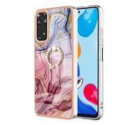 BLOTECH Marbre Coque Silicone Doux pour Redmi Note 11s Housse Flexible TPU Back Cover Etui Caoutchouc Gel Cas Ultra Mince Rose Electroplate Frame Bumper Cristal de Protection pour Redmi Note 11s