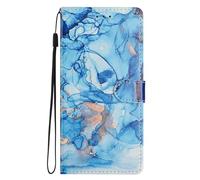BLOTECH Pochette Flip Etui a Rabat en Cuir pour Samsung Galaxy S25 Ultra Bookstyle PU Cuir Souple Anti Choc Coque 360 Protection Wallet Flip Case Magnétique pour Samsung Galaxy S25 Ultra,Marbre Bleu