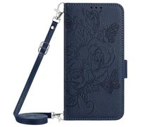 BLOTECH Portefeuille Etui en Cuir pour INFINIX Note Edge 5G Cuir à Rabat Gaufrage Floral Etuis Folio Portefeuille pour Filles Femme Housse a Rabat Cover Carte de Crédit Pochette Cover,Deep Blue