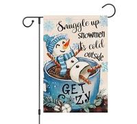 Blottissez-Vous Contre Les Bonshommes De Neige, Il Fait Froid Dehors, Maison D'Hiver De Noël Drapeau De Jardin Solide Garden Flag Résistant Aux Intempéries Bannière Pour Vacances Maison 30X45Cm