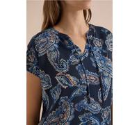 Blouse à col fendu et mélange de textures