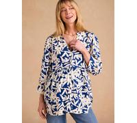Blouse à fleurs grossesse et allaitement bleu roi 40