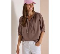 Blouse à manches 3/4 avec col fendu en couleur unie