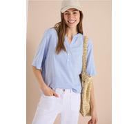 Blouse à manches courtes avec col fendu et rayures