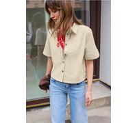 Blouse à manches courtes en velours côtelé