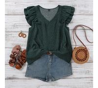 Blouse à manches courtes et col en V imprimé léopard pour femmes grandes tailles pour l'été, le printemps, les festivals rave, les concerts de printemps, les concerts rave, les concerts country à Nash