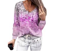 Blouse à Manches Longues - Femmes - Point violet - Col en V - Confortable - Élégante XL