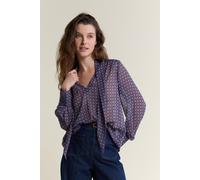 Blouse à nouer sur le devant à imprimé - A Cannel Imp - S - Violet - Femme - Etam