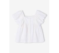 Blouse à volants gaze de coton écru 8A