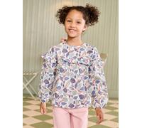 Blouse à volants imprimée fleurs fille blanc imprimé 2A