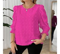 Blouse ample de couleur unie à manches bouffantes, pour un style décontracté et citadin, en grandes tailles 0XL,1XL,2XL,3XL,4XLUnicoloreTissu tissé