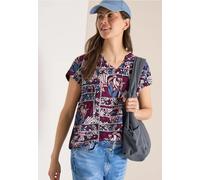 Blouse avec col fendu et mélange de structures
