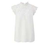 Blouse avec empiÃšcements transparents et broderies femme QS Blanc 40