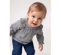 Blouse bébé fille vichy bleu grisé 9M(71CM)