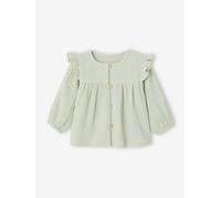 Blouse bébé gaze de coton à volants vert amande 6M(67CM)