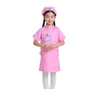 Blouse Blanche Chimie College 12 ans, 5PCS Blouse Blanche de Médecin avec Carte de Travail Blouse Enfant Ecole Primaire Medicale Manche Courte Sciences pour Cosplay Scolaires Étudiant Hospital