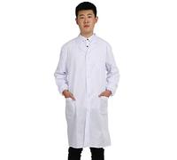 Blouse Blanche Chimie Lycee 100% Coton pour Femmes Hommes à Manches Longues Blouse Blanche Collège avec Poche et Bouton Tunique de Laboratoire Infirmières Blouse de Médecin,Infirmière, Cosplay