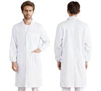 Blouse blanche chimie lycee, Blouse Blanche Chimie Lycee Coton laboratoire Blouse Medicale blanc manches longues, blanche collège,chimie lycee, Poignets élastiqués-S