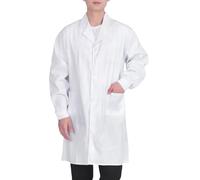 Blouse Blanche Chimie Lycee Blouse Chimie Laboratoire Femme Homme Manche Longue Chemise de Médecin Médical avec Poche et Bouton Physique College pour Chimie Étudiant Lycée Infirmier (A05-White, XL)