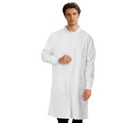 Blouse blanche de laboratoire en coton mixte, Tenue de TP pour lycéen lycéenne, Veste de protection pour cours de chimie physique biologie