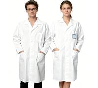 Blouse Blanche Deux pièces Blouse Chimie 100% Polyester, Blanche, Unisexe, avec Boutons, Trois Poches et Manches Longues Tenue médicale pour Les Jeux de rôle Les études en Laboratoire et Le Travail