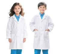 Blouse Blanche Enfant, Blouse Chimie Coton Enfant Blouses Laboratoire Lycee pour Fille Garçon Manche Longue Blouses Medicale avec 3 Poche pour étudiant Lycée Science Hospital Cosplay